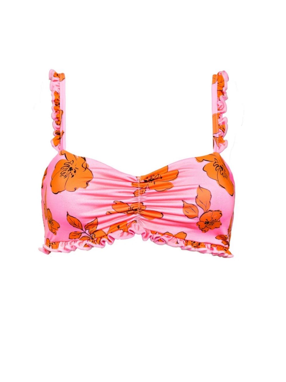 NWT Kitty and Vibe Ruffled Floral Bikini Top